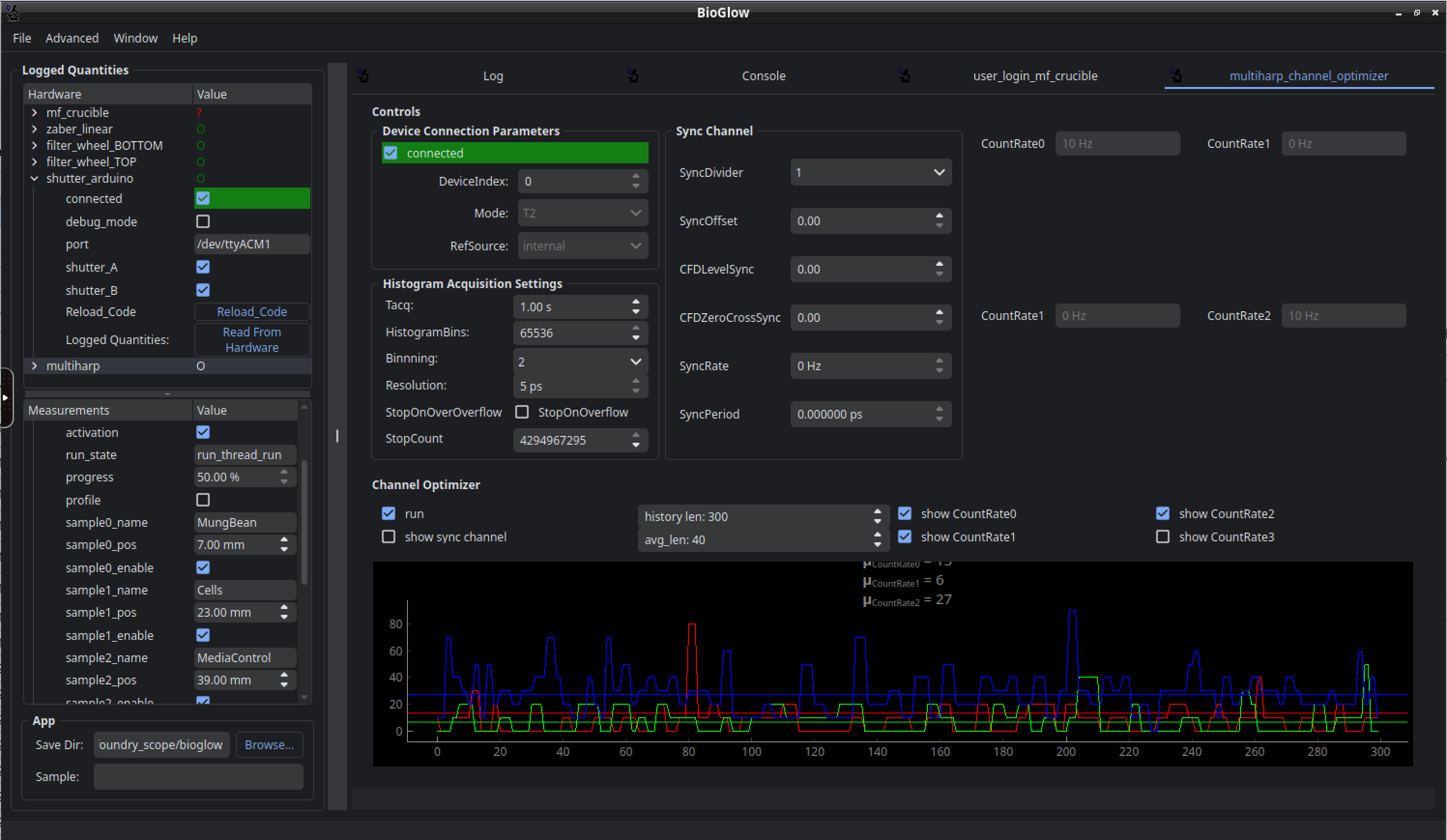 BioGlow ScopeFoundry Screenshot